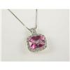 Image 1 : PINK TOPAZ AND DIAMOND PENDANT WITH CHAIN 10K