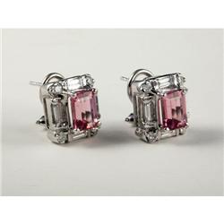 PINK TOURMALINE AND DIAMOND EARRINGS IN 14K