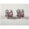 Image 1 : PINK TOURMALINE AND DIAMOND EARRINGS IN 14K