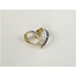 OPAL AND DIAMOND HEART SHAPE PENDANT 10K