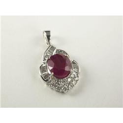 RUBY AND DIAMOND PENDANT 18K WHITE GOLD