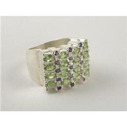 LADY'S STERLING RING WITH PERIDOTS & AMETHYSTS