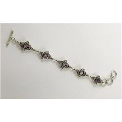 sterling silver bracelet set with real gemstones