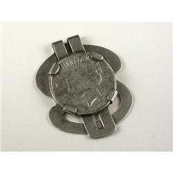STERLING MONEY CLIP WITH 1922 PEACE DOLLAR