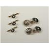 Image 1 : MOTHER-OF-PEARL AND PEARL CUFFLINKS AND STUDS 14K