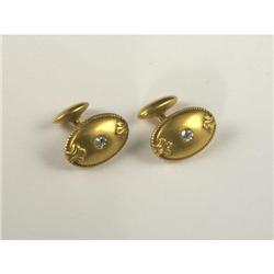 DIAMOND & 14K YELLOW GOLD CUFFLINKS