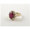 Image 1 : 14K STERLING LADY'S RING WITH RUDY AND DIAMONDS