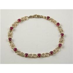 LADY'S 14K BRACELET RUBYS & DIAMONDS