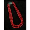 Image 1 : CORAL MULTI STRAND NECKLACE W/ JADE CABOCHON CLASP