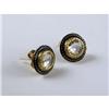 Image 1 : ROSE CUT DIAMOND AND ENAMEL GOLD EARRINGS