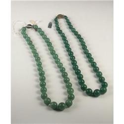 TWO CHINESE JADE BEADED NECKLACES