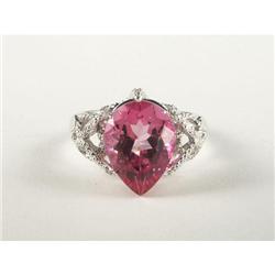 PINK QUARTZ AND DIAMOND 14K RING
