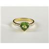 Image 1 : PERIDOT AND DIAMOND LADY'S RING IN 14K