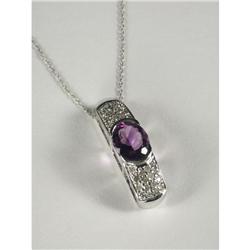 AMETHYST & DIAMOND IN 14K PENDANT WITH CHAIN