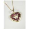 Image 1 : RUBY AND DIAMOND HEART PENDANT WITH CHAIN 14K