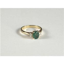 EMERALD AND DIAMOND LADY'S RING IN 14K