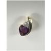 Image 1 : HEART SHAPE AMETHYST AND DIAMOND PENDANT 14K