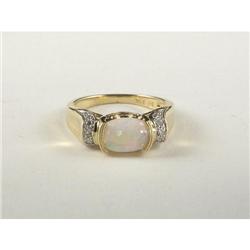 OPAL, TOURMALINE AND DIAMOND LADY'S RING IN 14K