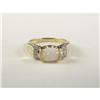 Image 1 : OPAL, TOURMALINE AND DIAMOND LADY'S RING IN 14K