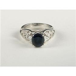 SAPPHIRE AND DIAMOND LADY'S RING 18K WHITE GOLD