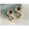 Image 1 : GARNET AND DIAMOND EARRINGS IN 14K GOLD