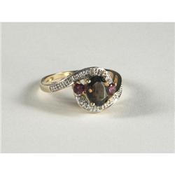 MADERA QUARTZ, SPINEL & DIAMOND LADY'S RING IN 14K