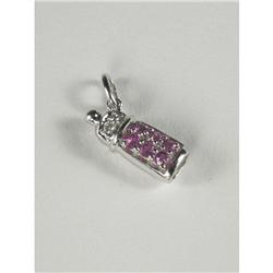 PINK SAPPHIRE AND DIAMOND BABY BOTTLE PENDANT 14K