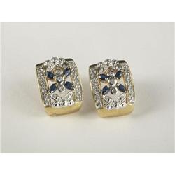 SAPPHIRE AND DIAMOND EARRINGS IN 10K YELLOW GOLD