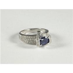 SAPPHIRE, DIAMOND & 14K WHITE GOLD LADY'S RING
