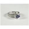 Image 1 : SAPPHIRE, DIAMOND & 14K WHITE GOLD LADY'S RING