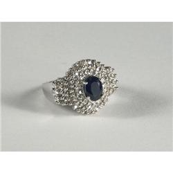 SAPPHIRE & DIAMOND IN 14K WHITE GOLD LADY'S RING