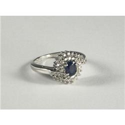 SAPPHIRE AND DIAMOND LADY'S RING IN 14K WHITE GOLD