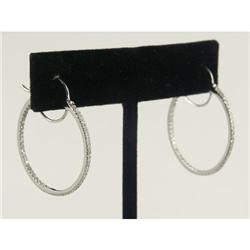DIAMOND AND 14K WHITE GOLD HOOP EARRINGS