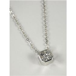 DIAMOND AND 14K WHITE GOLD PENDANT WITH CHAIN