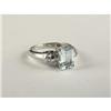 Image 1 : AQUAMARINE AND DIAMOND LADY'S RING IN 14K