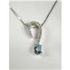 Image 1 : AQUAMARINE AND DIAMOND PENDANT WITH CHAIN 14K