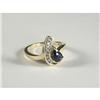 Image 1 : PEAR SHAPED SAPPHIRE & DIAMOND RING IN 14K