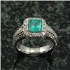 Image 1 : EMERALD AND DIAMOND LADY'S RING 14K WHITE GOLD