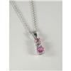 Image 1 : PINK SAPPHIRE AND DIAMOND PENDANT & CHAIN IN 14K