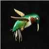 Image 1 : ENAMELED 18K YELLOW GOLD HUMMING BIRD BROOCH