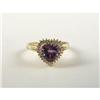 Image 1 : HEART SHAPED AMETHYST AND DIAMOND LADY'S RING 14K
