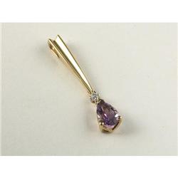 AMETHYST AND DIAMOND PENDANT IN 10K
