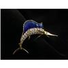 Image 1 : DIAMOND, EMERALD, ENAMEL SWORDFISH BROOCH