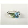 Image 1 : BLUE TOPAZ, PERIDOT AND DIAMOND LADY'S RING 14K
