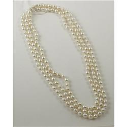 TRIPLE STRANDED FRESHWATER PEARL NECKLACE