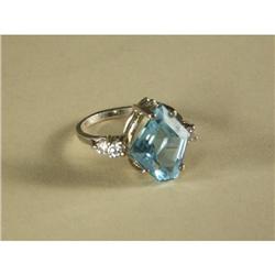 BLUE TOPAZ AND CZ STERLING SILVER RING