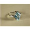 Image 1 : BLUE TOPAZ AND CZ STERLING SILVER RING