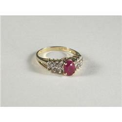RUBY & CHAMPAGNE DIAMOND RING IN 14K GOLD