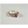 Image 1 : RUBY & CHAMPAGNE DIAMOND RING IN 14K GOLD