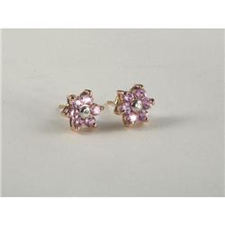 PINK SAPPHIRE AND DIAMOND EARRINGS IN 14K